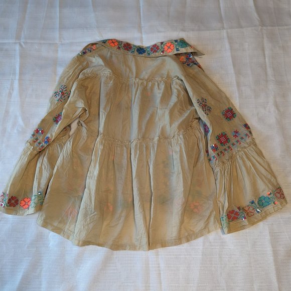 Luxe Moda Tan‎ Emroidered Shirt S 100% Cotton - Picture 8 of 8